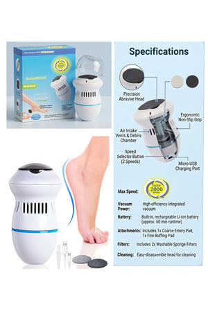Electric Callus Remover with Vacuum Rechargeable Foot File, Foot Grinder for Dry Cracked Heels
