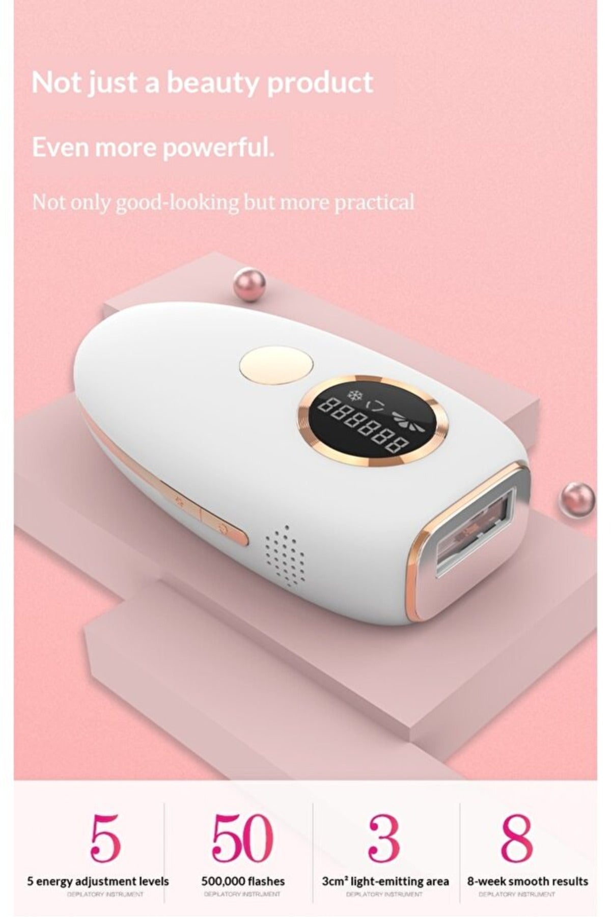 IPL Hair Removal Device with 990,000 Flashes & 8 Energy Levels, Painless Hair Removal, White/Black