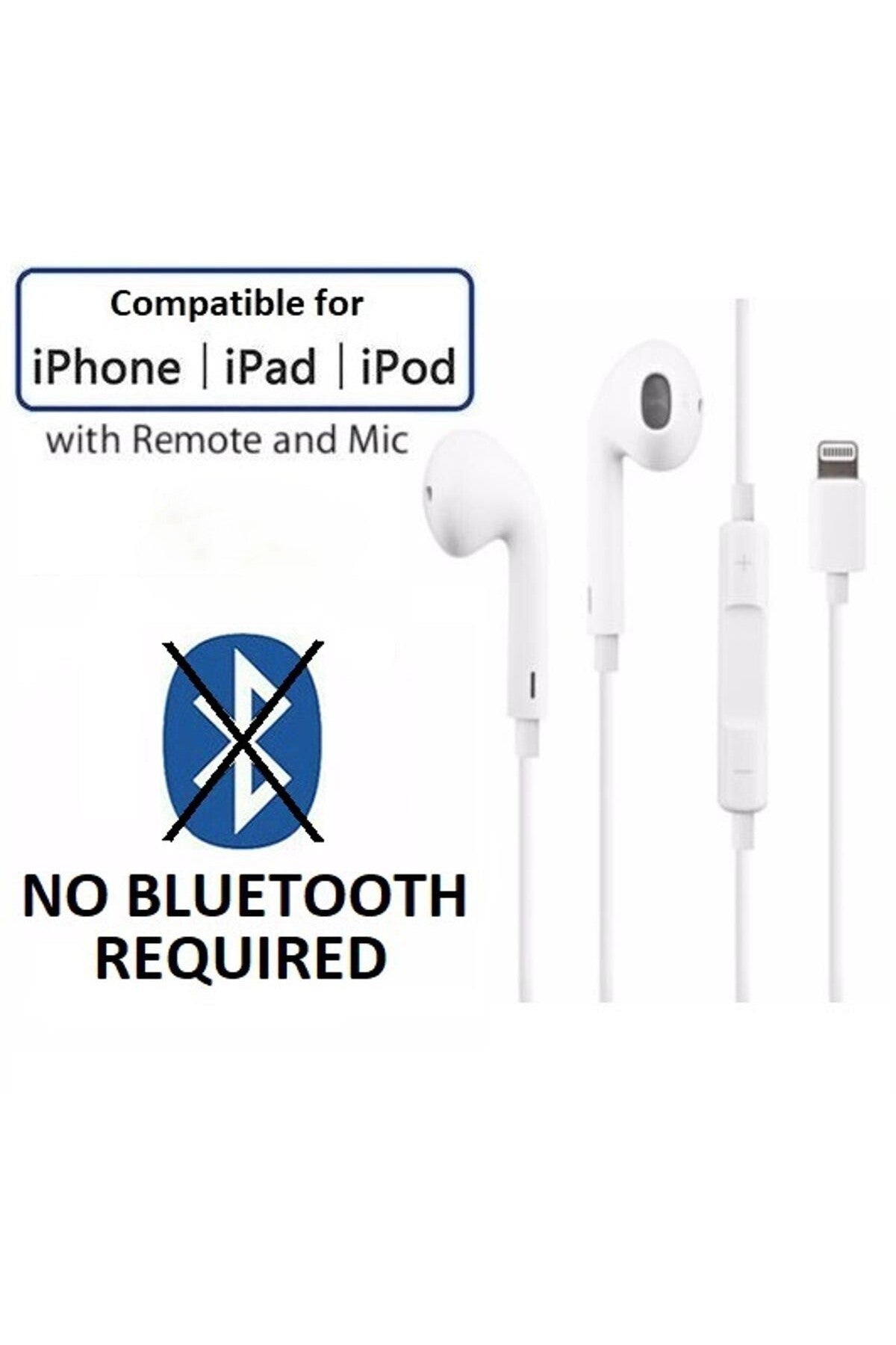 DENX Wired Headphones for iPhones with Lightening Connector Earbuds, Mic & Volume Control , DX301-C