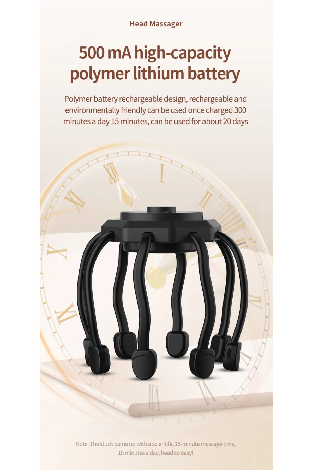 Electric Head Massager Wireless Octopus Scalp Massager 3 Modes Vibration Head Massage Tool