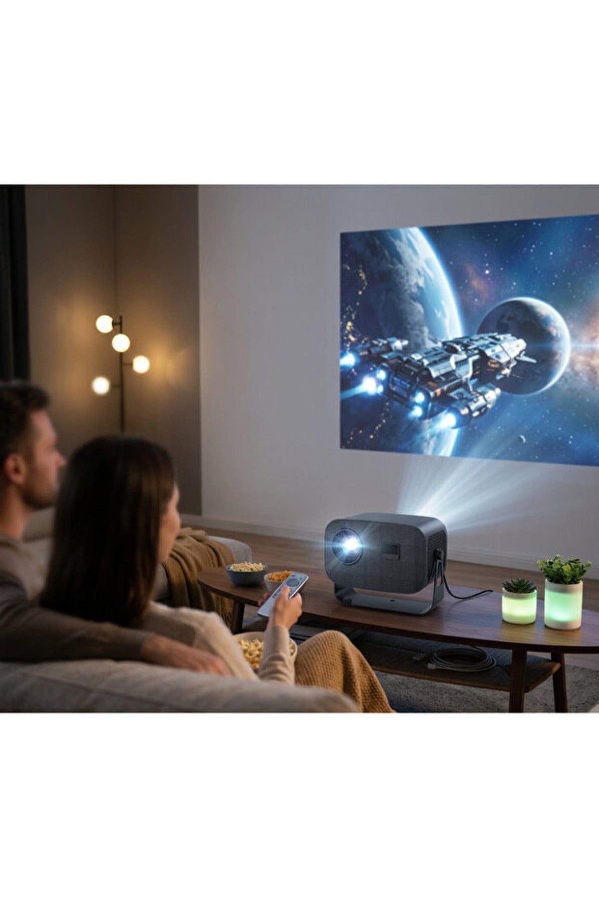 Projector Smart Projector, Home Theater System 250 ANSI Lumens 3 Piece Glass Lens - DX3652
