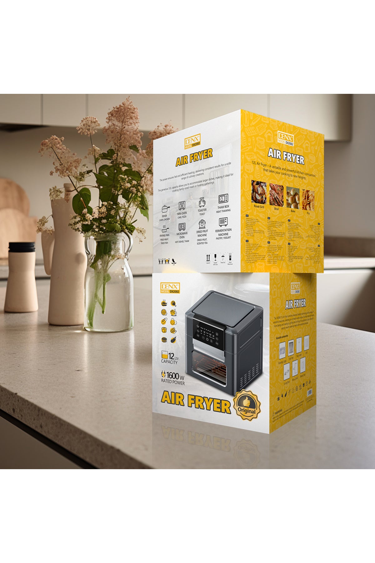 DENX DX2082 12L 1600W Air Fryer for Healthy and Quick Cooking