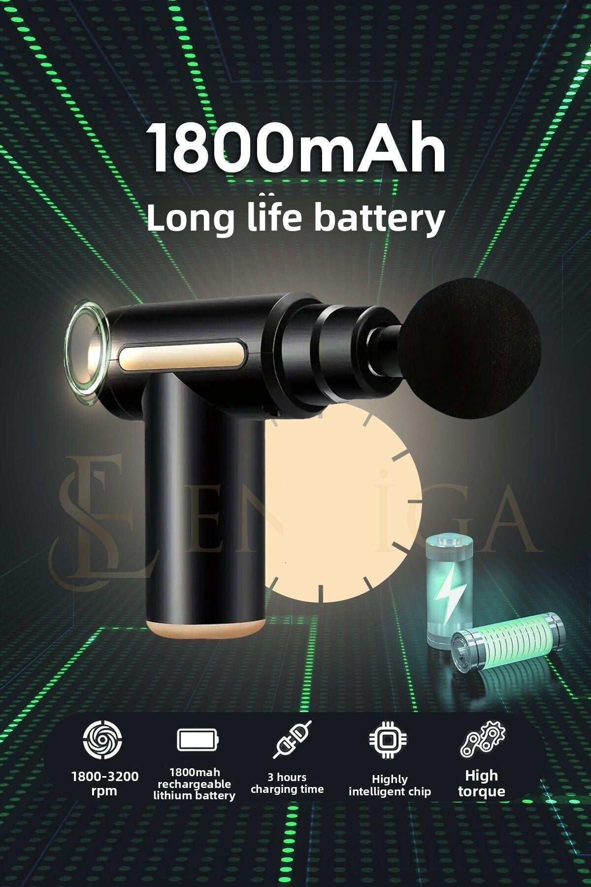 New Generation Rechargeable Massage Gun Athlete Massager 4 Heads