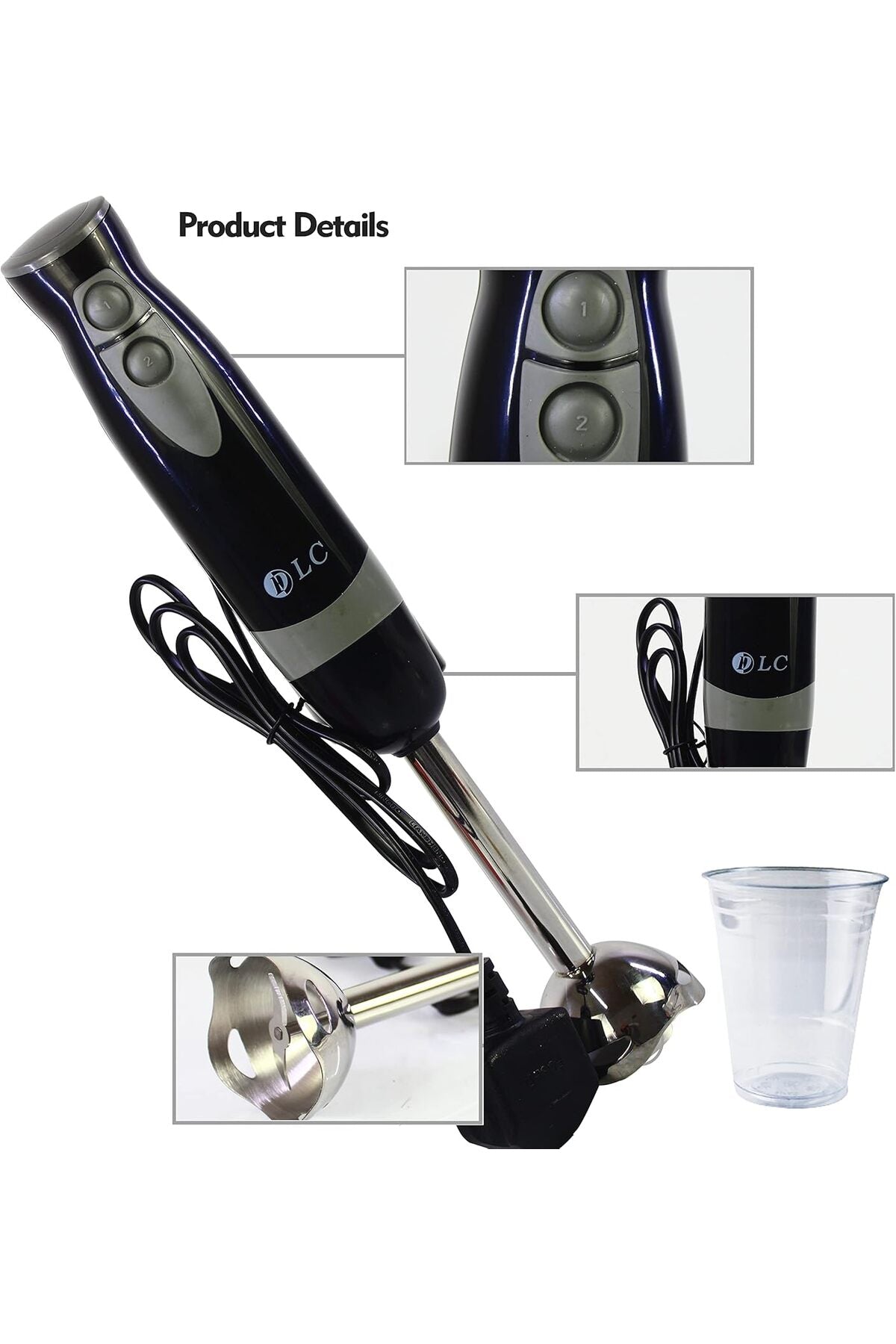 DLC Portable Electric Hand Mixer, Dual Speed Stick Mixer with 600ml Measuring Cup DLC-39003
