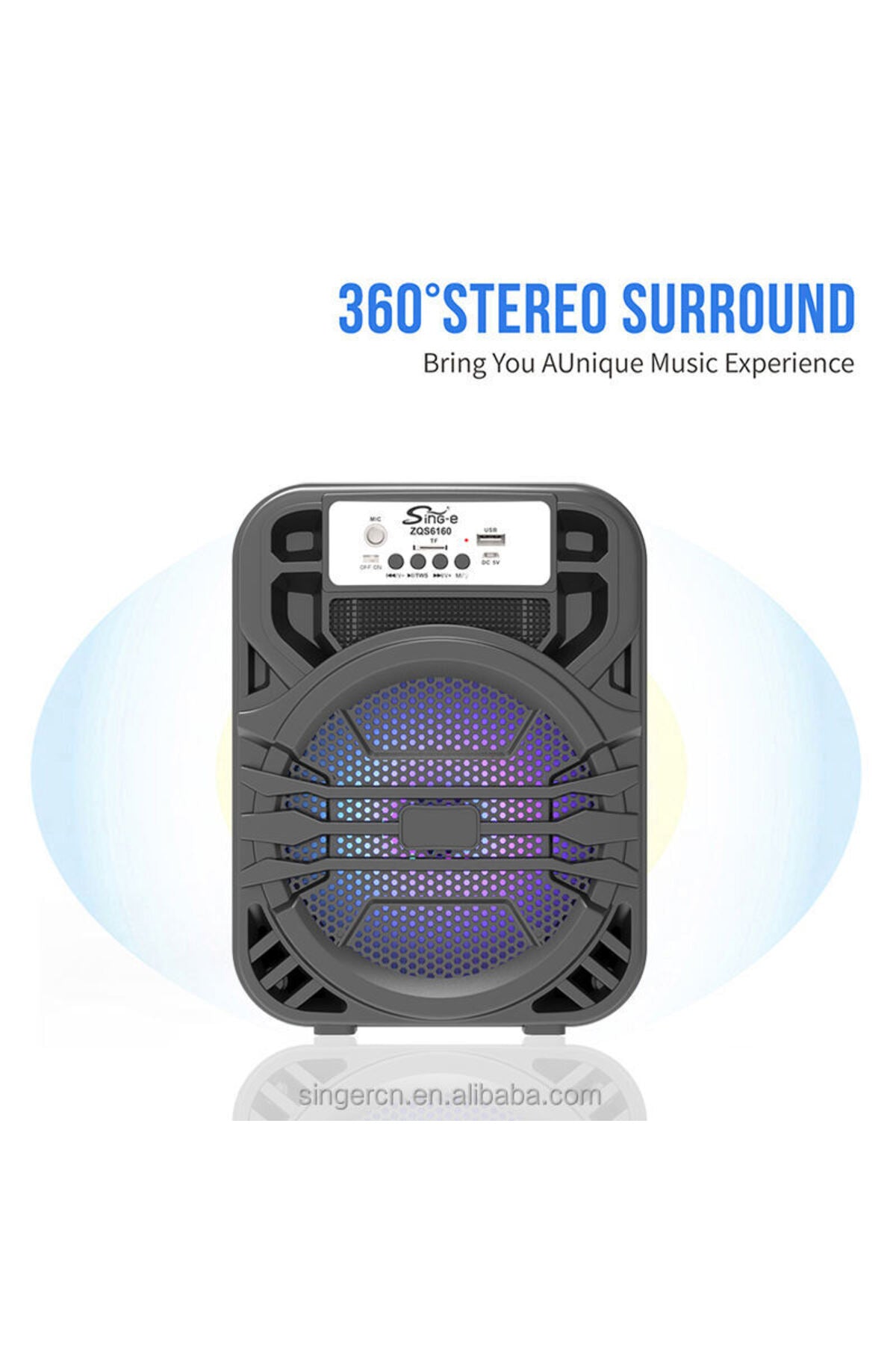 6.5 Inch Portable Bluetooth Karaoke Party Speaker with Wired Mic USB TF FM Rechargeable ZQS6159