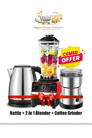 3 COMBO Set 5500W High Speed Blender 2L + Grinder; 50g Coffee Grinder + 1.8L Stainless Steel Kettle