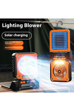 3-in-1 Portable Solar Camping Fan with LED Light Cooling Fan with Multi Mode Lighting