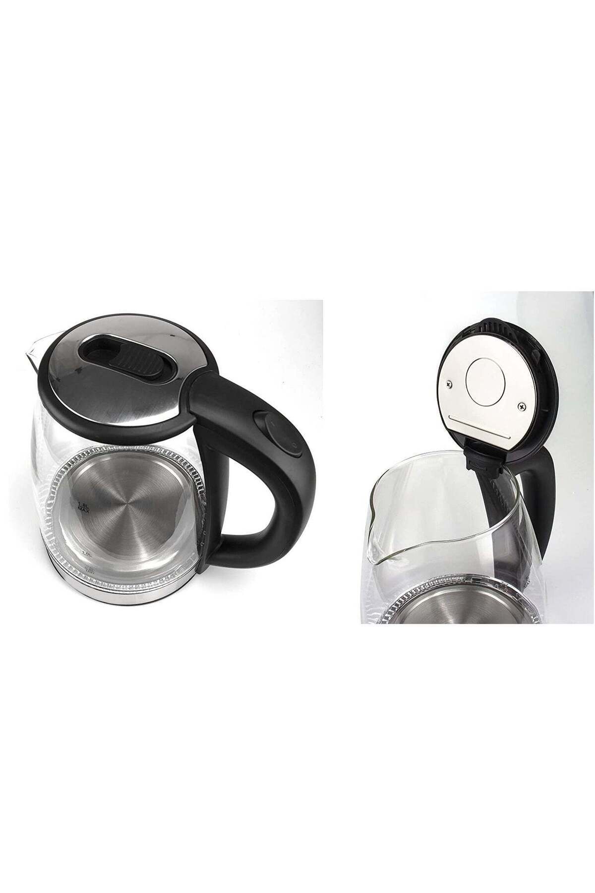 1.8L Electric Glass Cordless Kettle with Auto-Shut Off Function 1500W Black/Silver