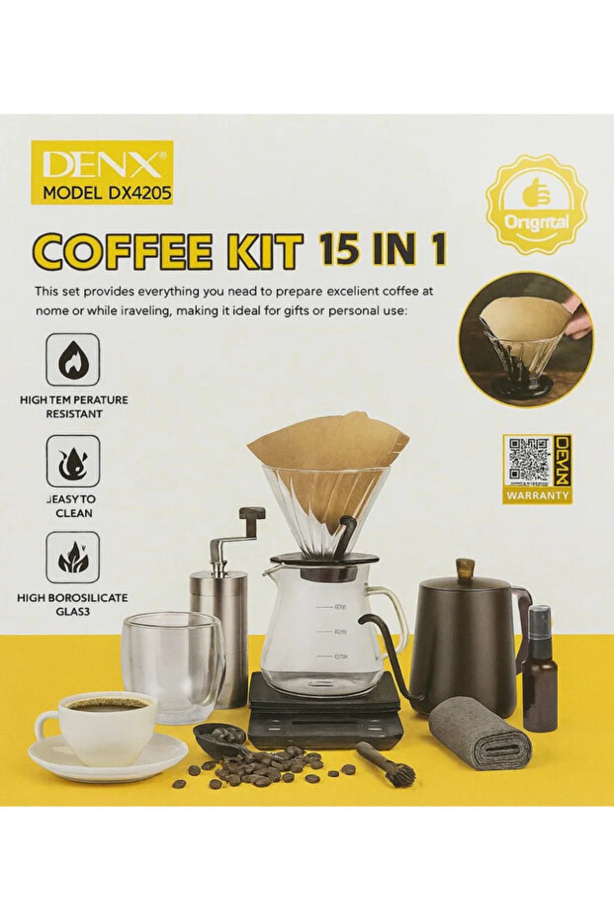 Denx 15-in-1 Coffee Kit,Pour Over Coffee Maker Set Portable Barista Kit with Travel Case DX4205