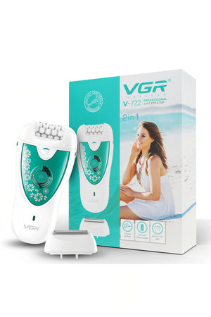 VGR 2-In-1 Women Epilator & Electric Shaver, Rechargeable Hair Removal, 50Minutes Runtime, V-722