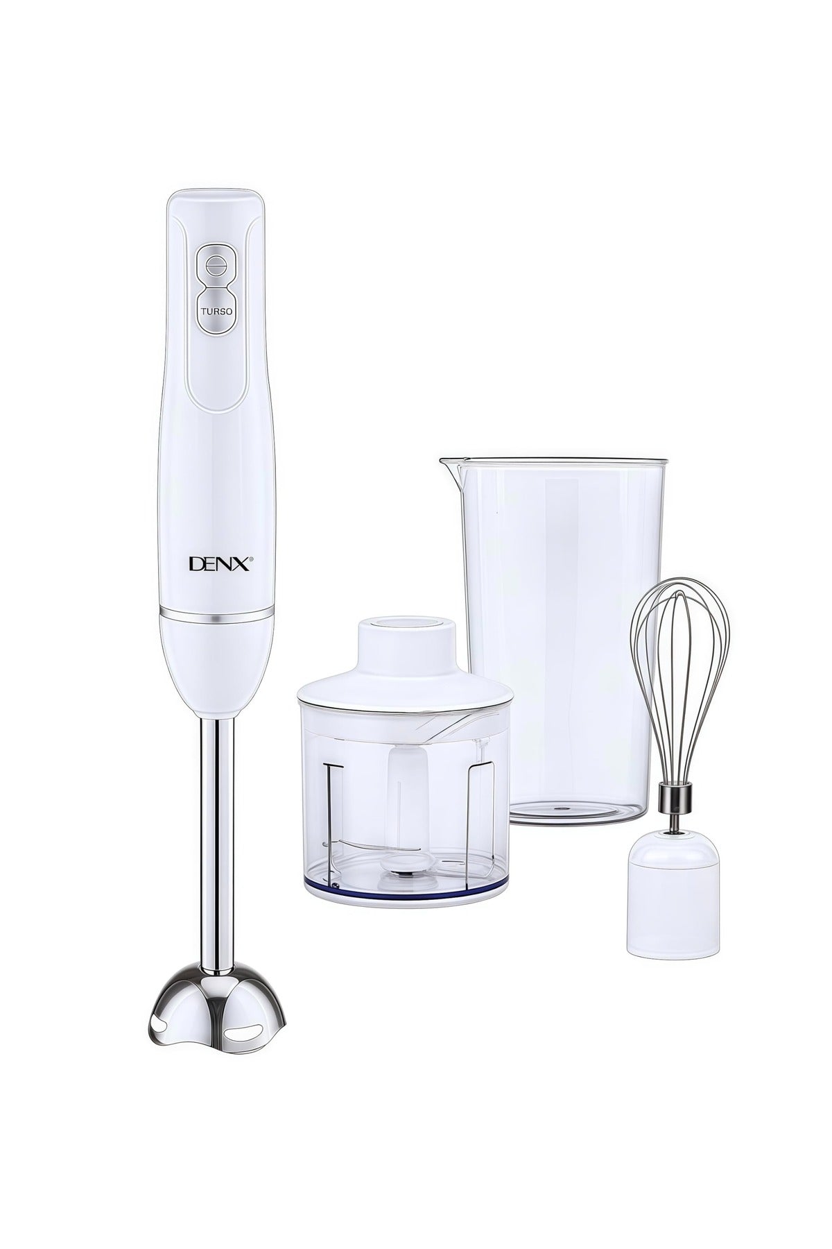 4-in-1 Electric Hand Blender, Stick Blender with 500ml Chopper, Inox Whisk & 700ml Cup, DX3211