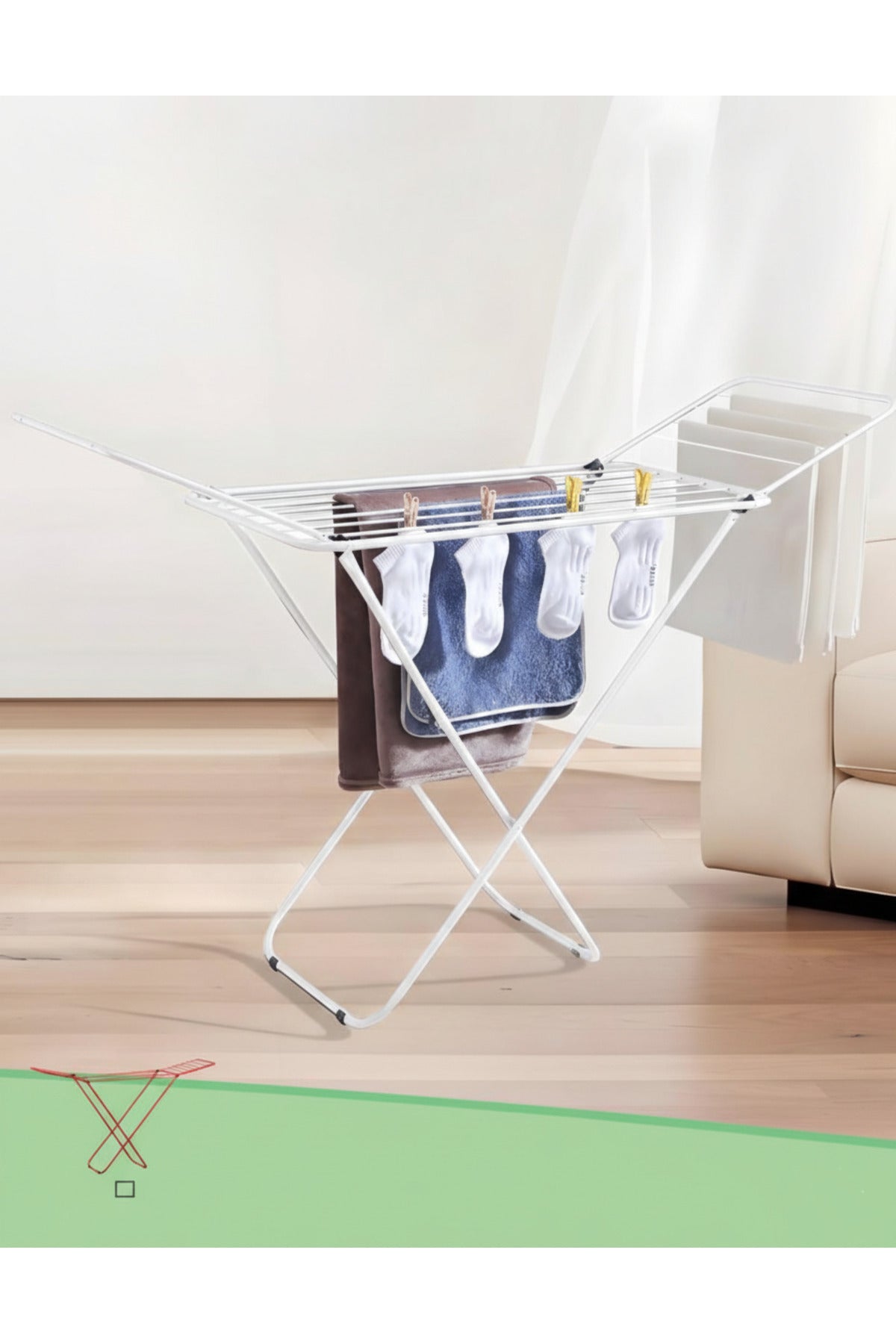 Foldable Clothes Drying Rack, X-Frame Winged Laundry Airer Stand SM-23630