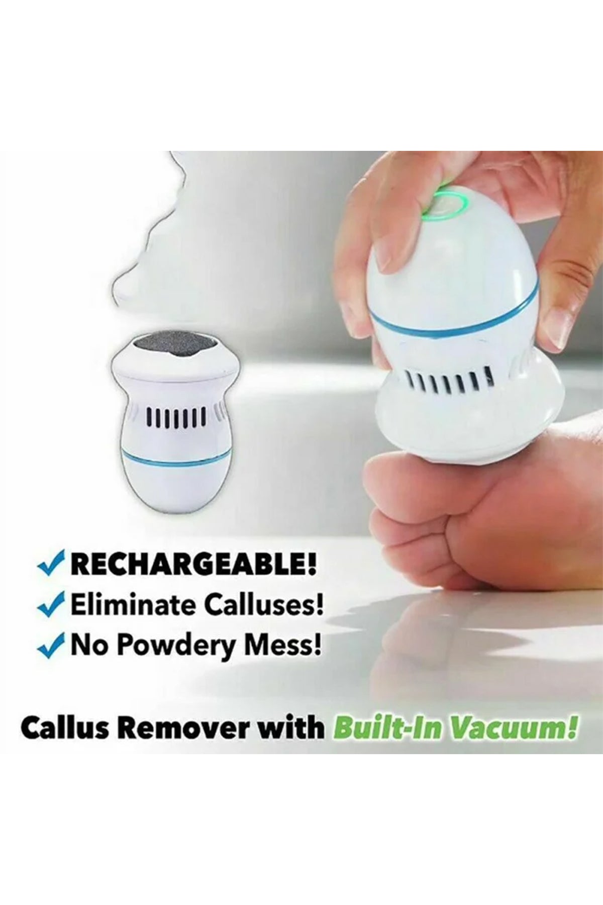 Electric Callus Remover with Vacuum Rechargeable Foot File, Foot Grinder for Dry Cracked Heels