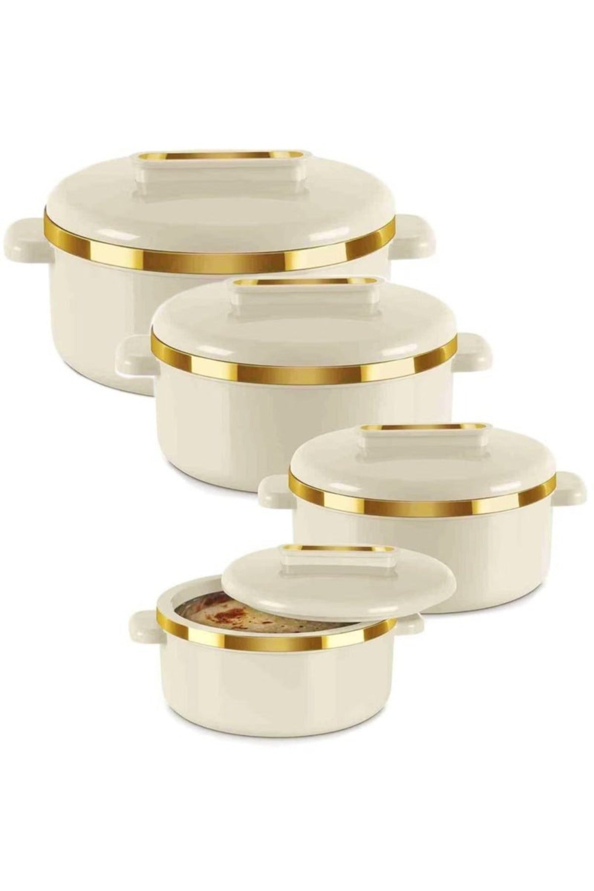 Insulated Food Storage Casserole Set 4 Pieces Stainless Steel Inner Hot Pot Containers for Kitchen