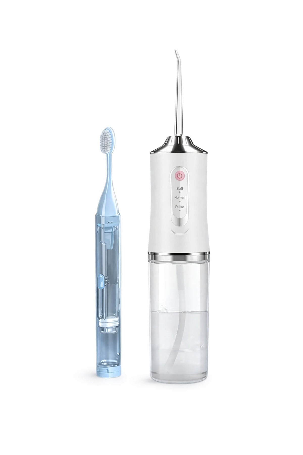 Cordless Water Flosser + Electric Toothbrush – Compact-in Water Tank – 3 Cleaning Modes
