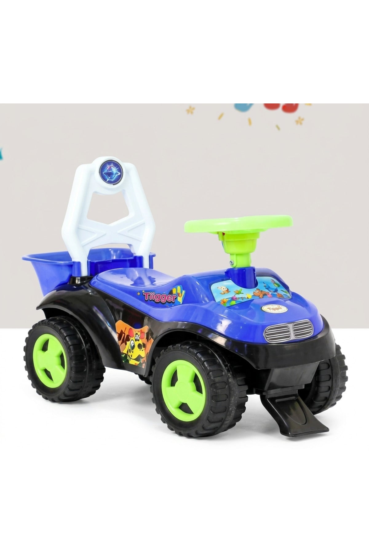Kids Manual Ride-On Push Car with Music Toddler Walker & Foot-to-Floor Sliding Car C1108