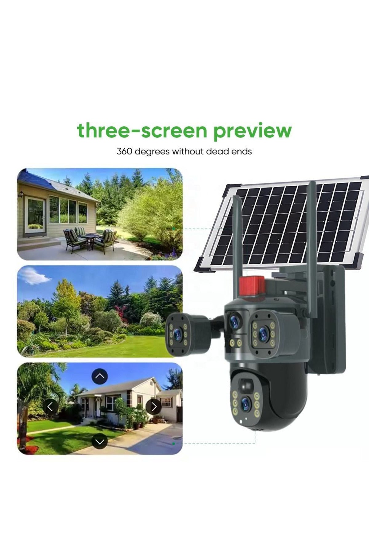 Hb 5g Solar Camera Three Lens Outdoor Wireless Solar Panel Security Camera Sim Card Solar Camera Hb-006