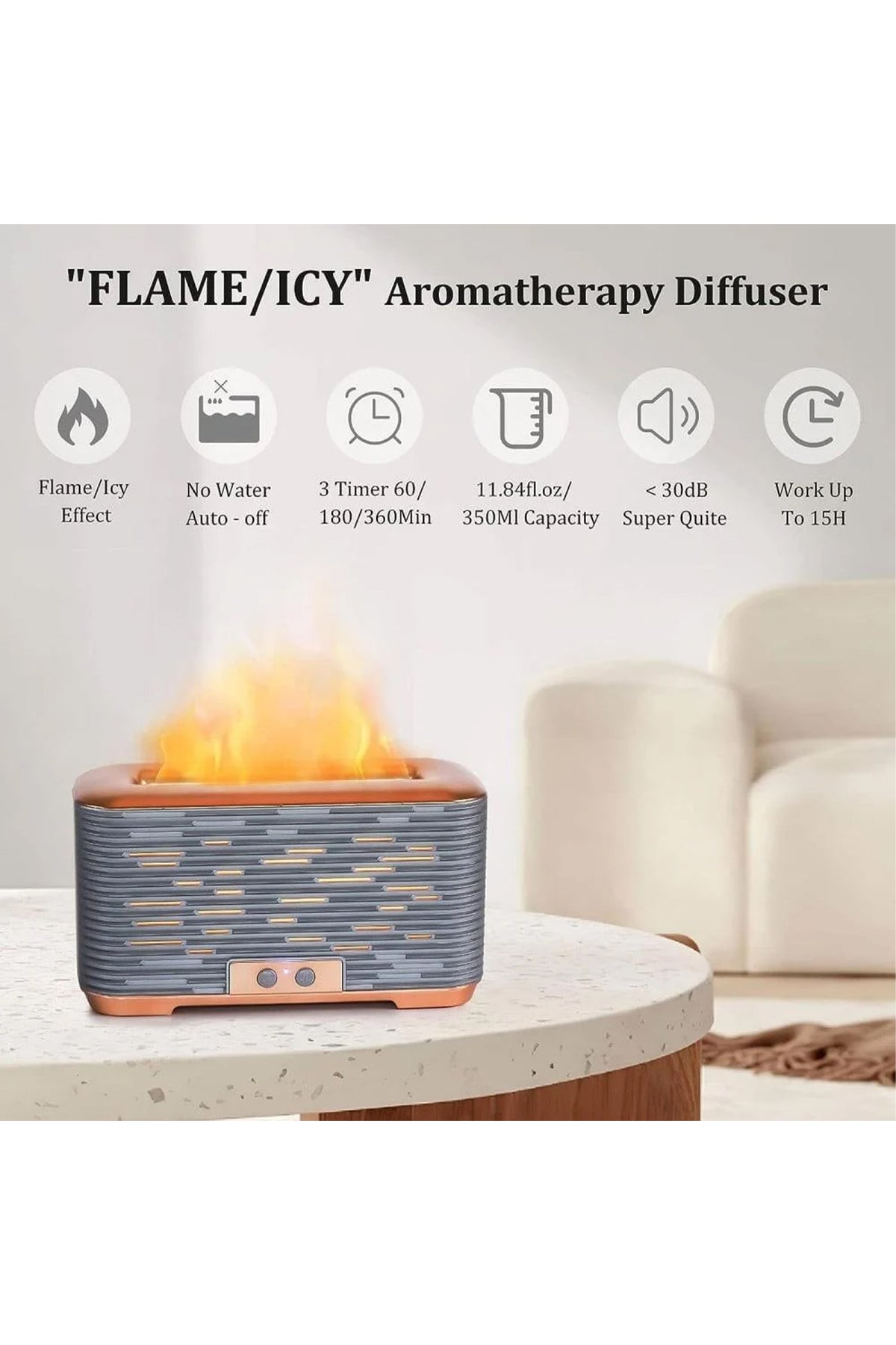 DLC DLC-32513 6.5W Flame Aroma Diffuser, 350ml