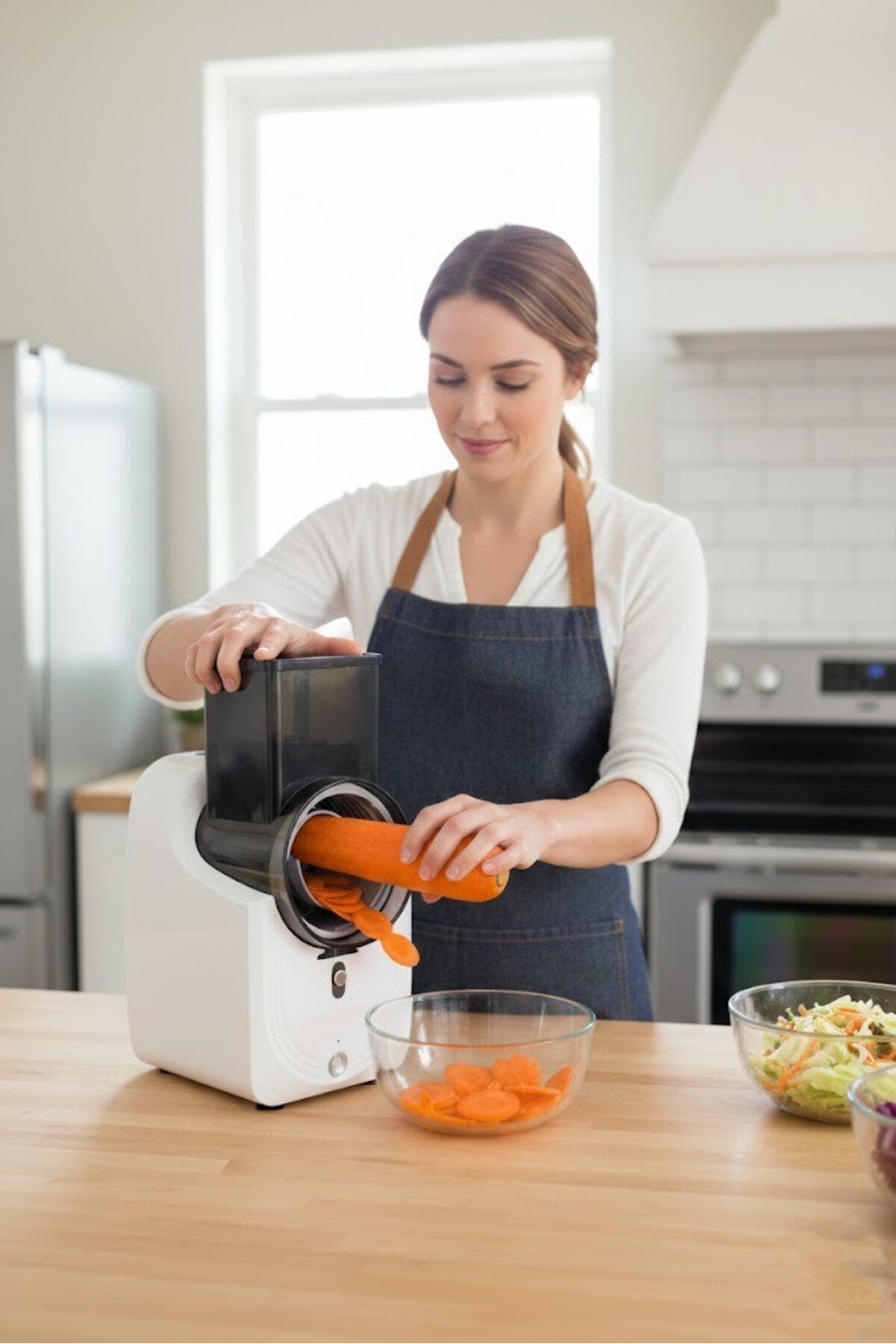 DENX Electric Vegetable Slicer, Salad Shooter, Electronic Fruit Shredder, 3 Type Blades, DX3430