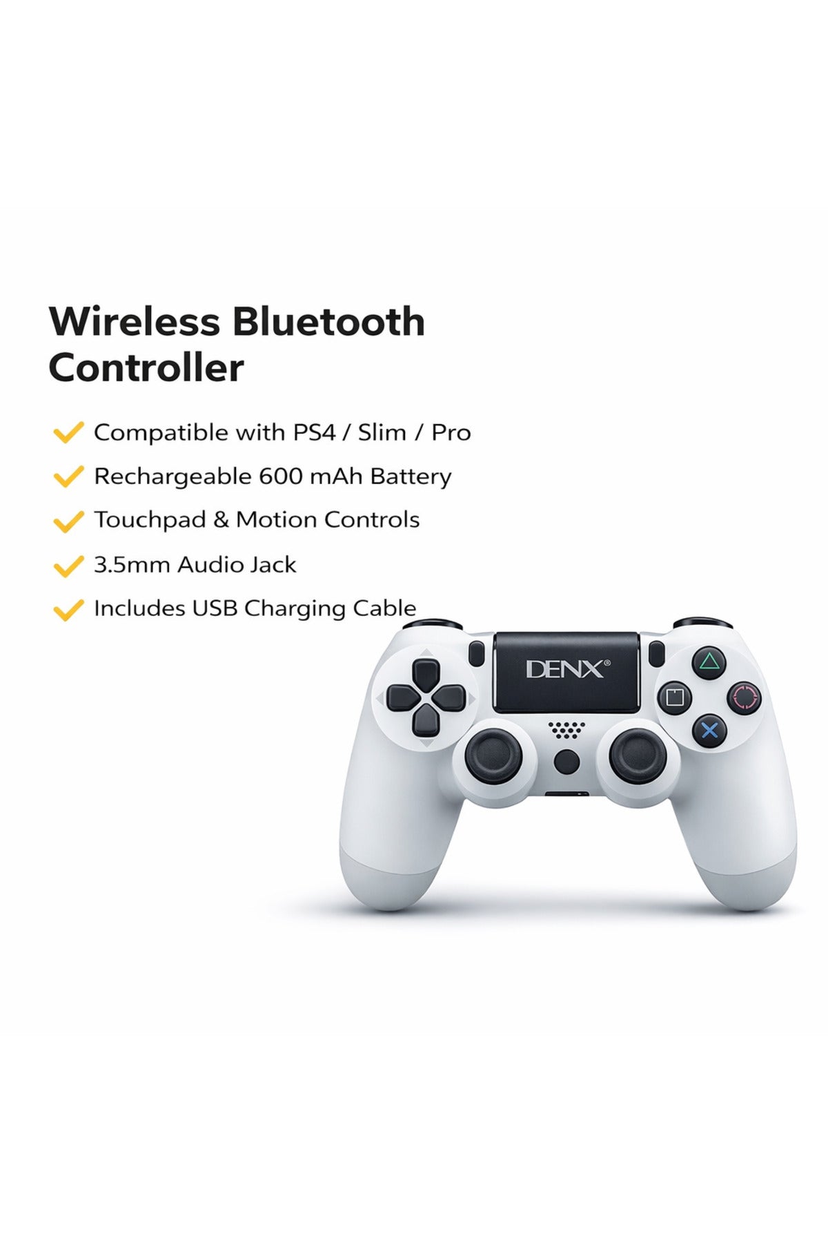 DENX Wireless Bluetooth PS4 Game Controller 6-Axis Motion Sensor, Dual Vibration, Touchpad DX3623