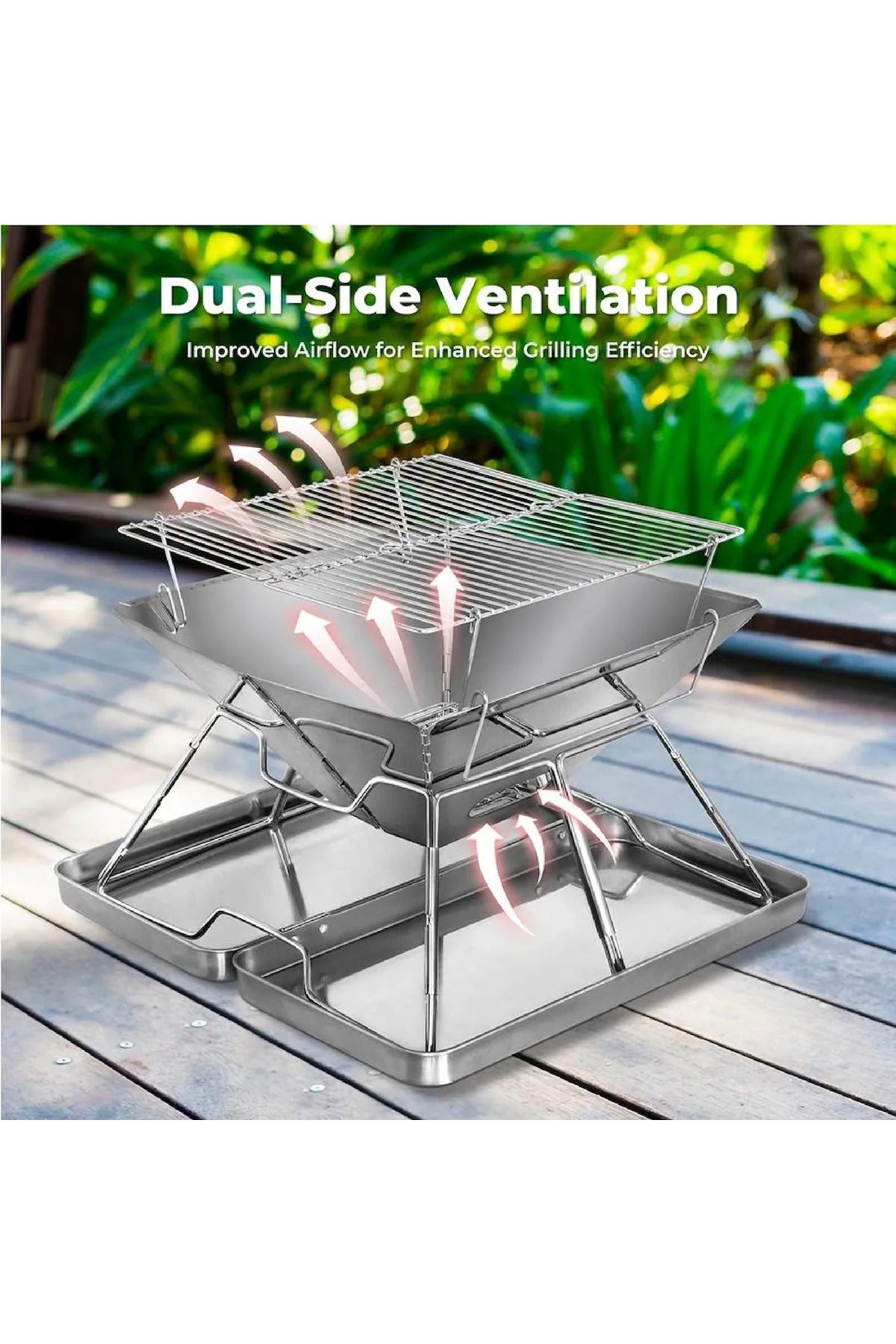 EXTRA Home Foldable BBQ Charcoal Grill Fire Pit Outdoor Barbecue Camping Grill EX-83677