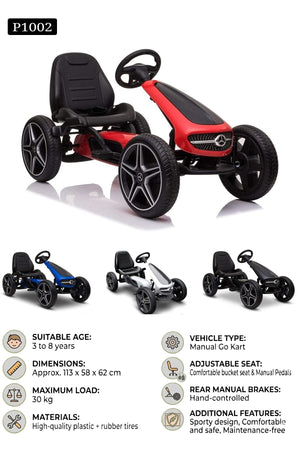 Kids Go Kart Mercedes Benz Licensed Pedal Car for Kids 3-8 Years Manual Ride On Kart P1002