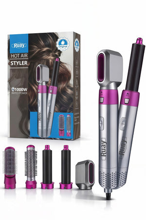 1000W Hot Air Styler Hair Dryer Brush Curling Iron Hair Styling Tool with Curling Barrels RA37