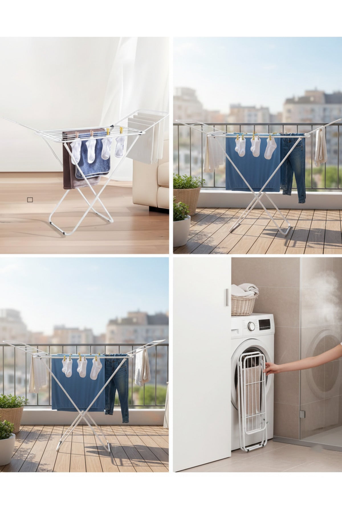 Foldable Clothes Drying Rack, Double-Wing X-Frame Laundry Airer Stand SM-23628