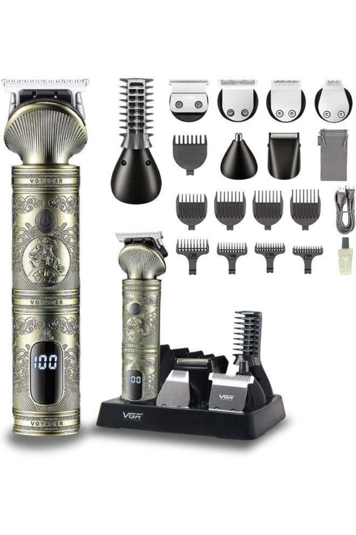 6-in-1 Hair Clipper and Trimmer, 1200 Mah, 90 Minutes, 10 Guide Combs, Led Display (V-106)