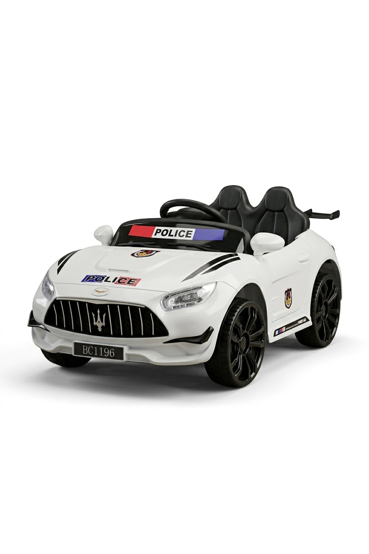6V Kids Rechargeable Electric Police Car Remote Control, LED Lights MP3 USB Charger BC1196