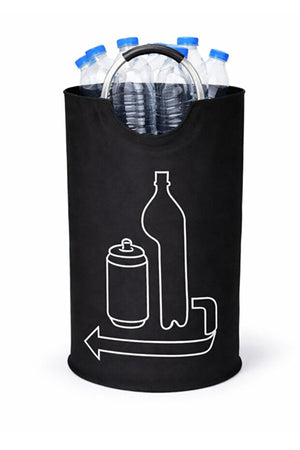 Foldable Recycling Storage Bag with Aluminum Handle Large Capacity Household Waste Sorting Organizer for Plastic Bottles & Ca