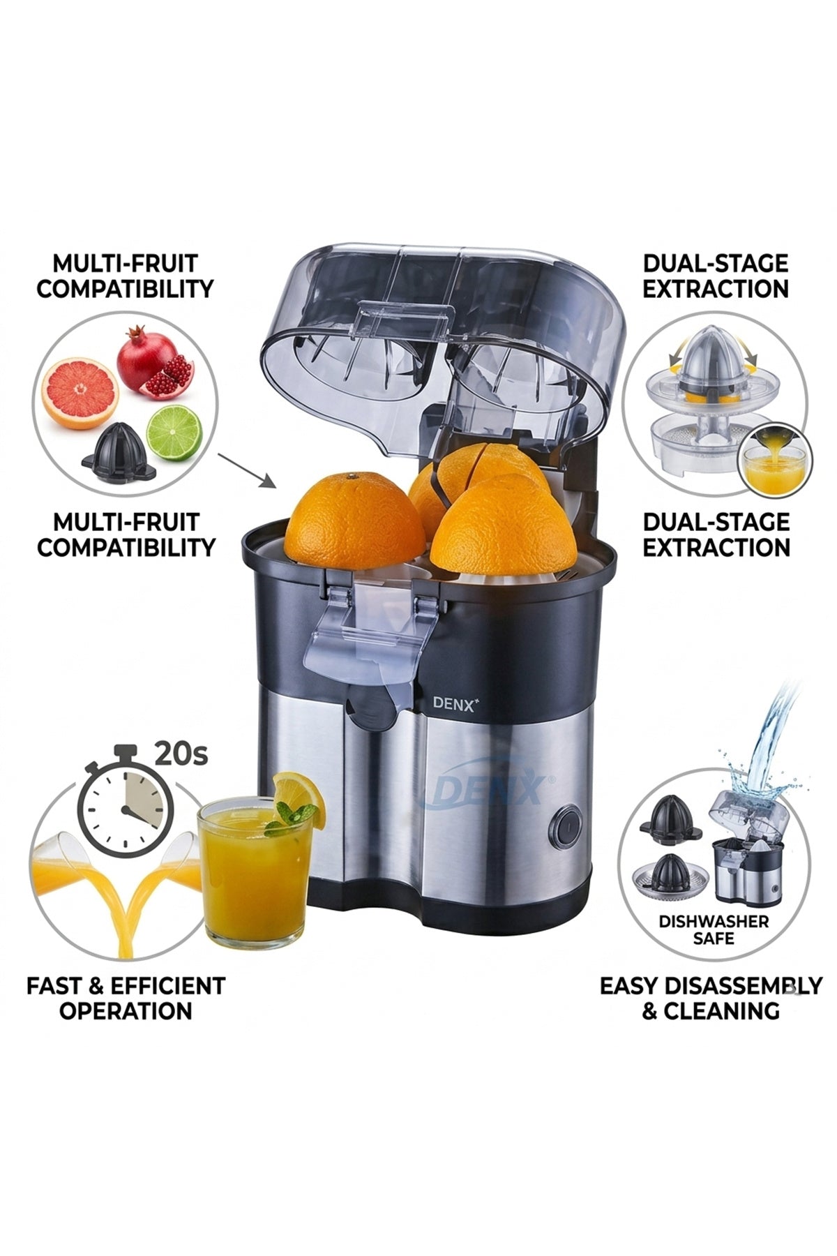 380ML Electric Citrus Juicer 100W Orange Lemon Juicer Machine Double Cone Juice Maker DX3238