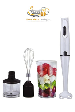 4-in-1 Electric Hand Blender & Stick Blender with 500ml Food Chopper, Inox Whisk & 700ml Cup, JJ-134