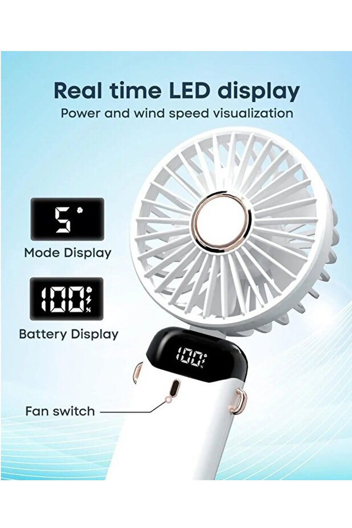 DENX Portable Handheld Mini Fan – USB Rechargeable Foldable Desk & Personal Fan DX2611