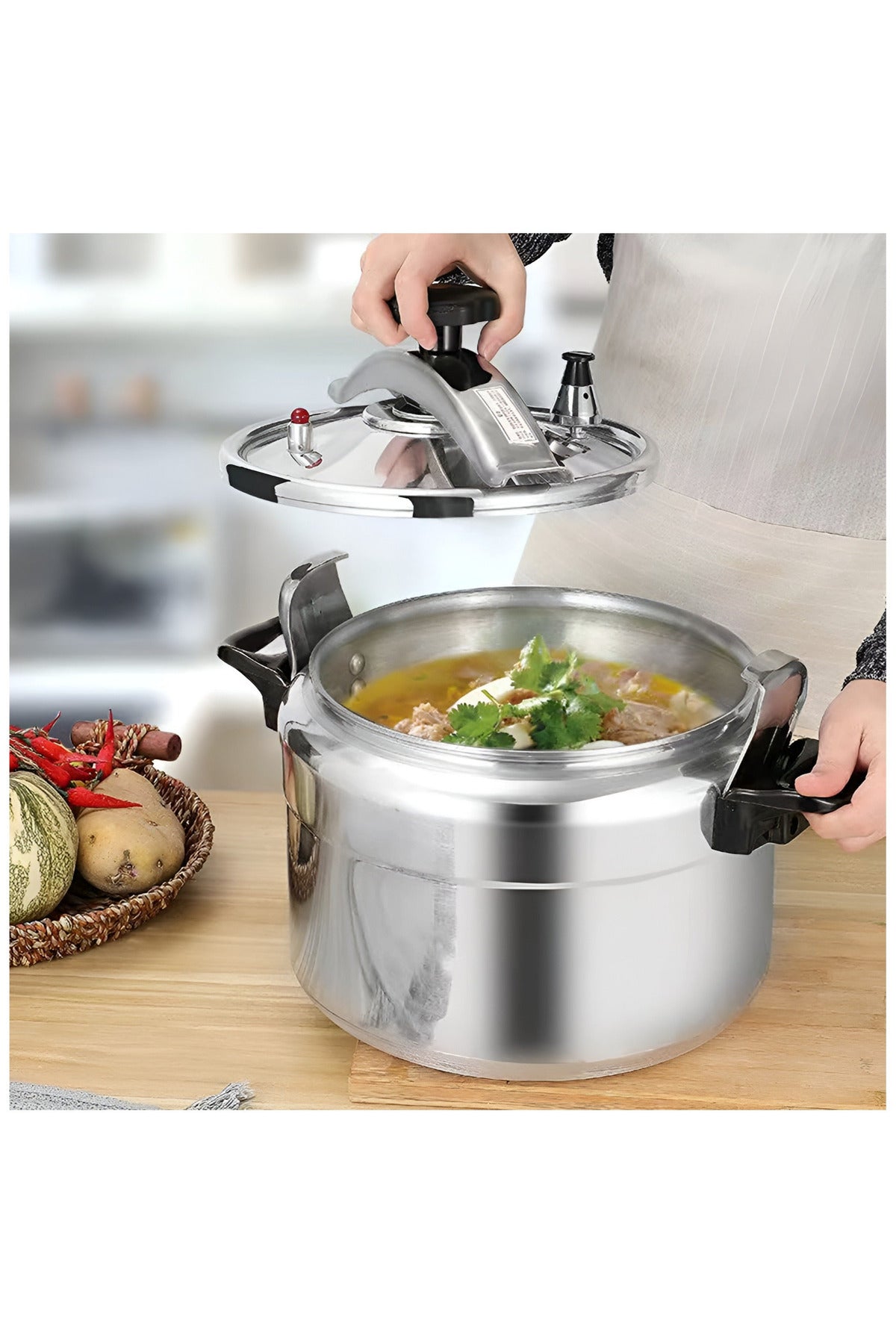 Aluminium Pressure Cooker | Pressure Pot | Arabic Cooker | Silver | Available Sizes 7L RE-606