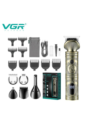 6-in-1 Hair Clipper and Trimmer, 1200 Mah, 90 Minutes, 10 Guide Combs, Led Display (V-106)