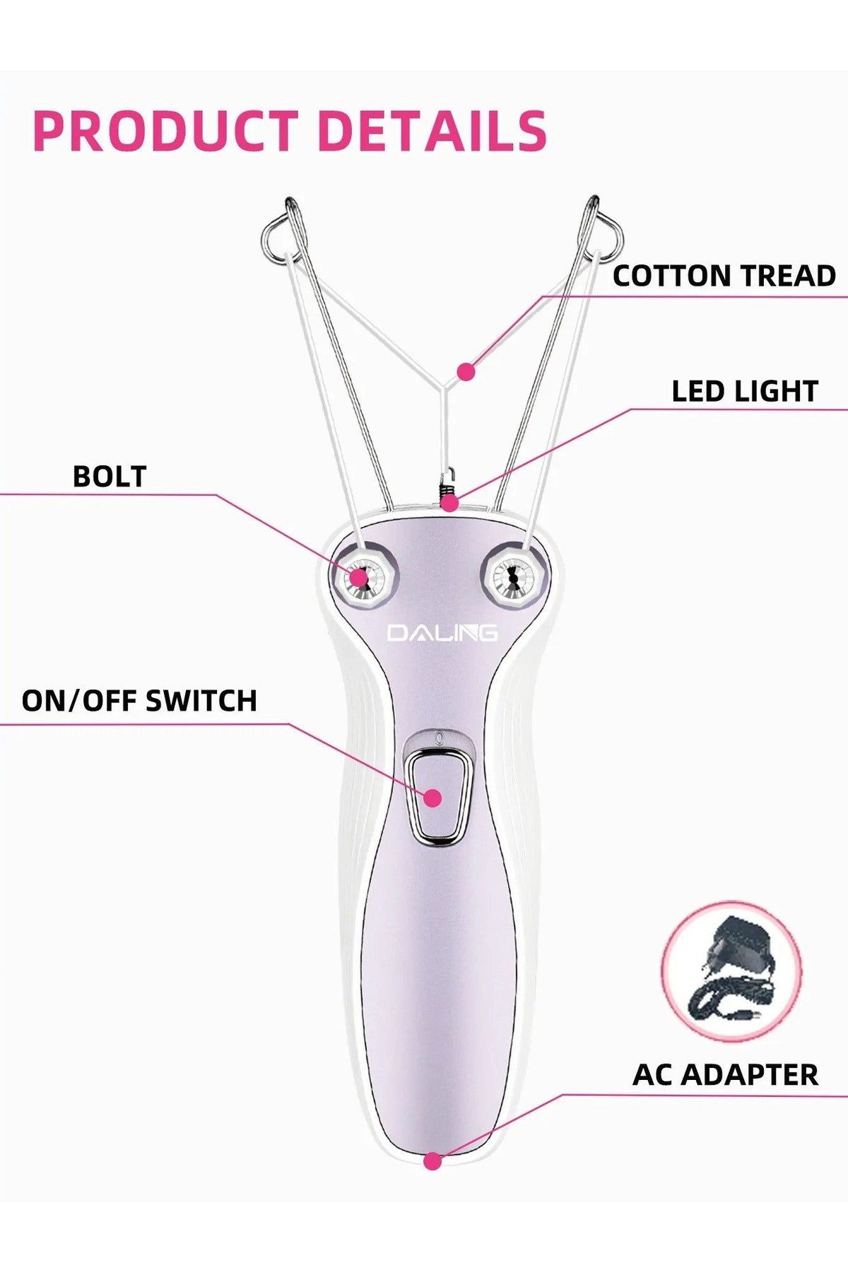 DALING Hair Removal Epilator Thread Defeather Epilator for Women Facial Hair Remover Machine DL-6030