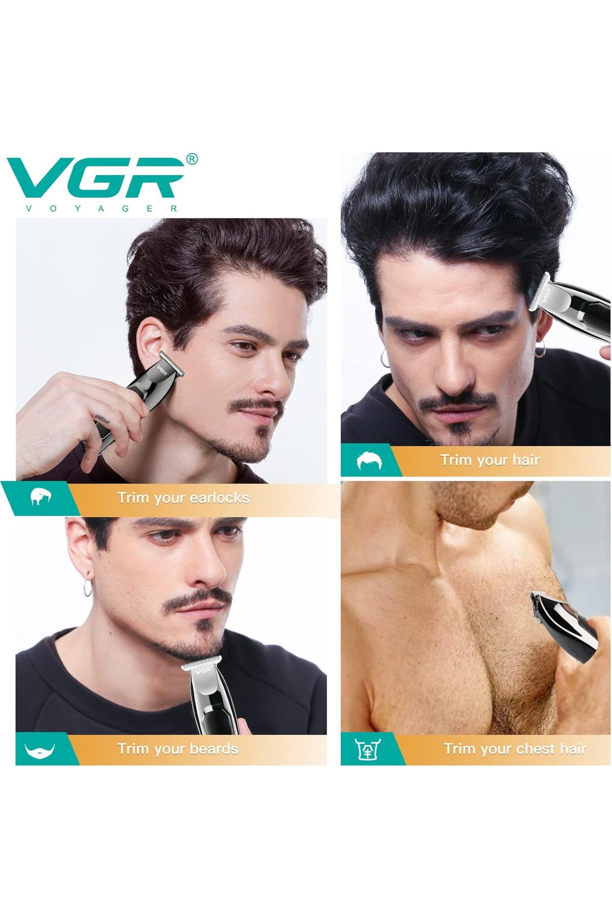 V-030 Professional Fast Charging Hair Clipper Silver/black