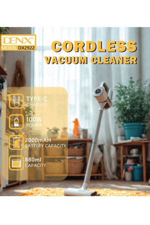 DX2922 - Cordless Vacuum Cleaner 100W , Stick Vacuum Cleaner 3 Speed Modes 880ml Dust Capacity