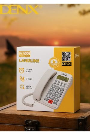 DX3611 Corded Landline Phone with Illuminated Display, 16 Ring Tones, 3 Alarms, Ergonomic Design with Large Buttons