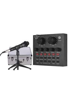 USB Sound Card Microphone Kit with Tripod & Earphone for Live Streaming, Podcast, Karaoke
