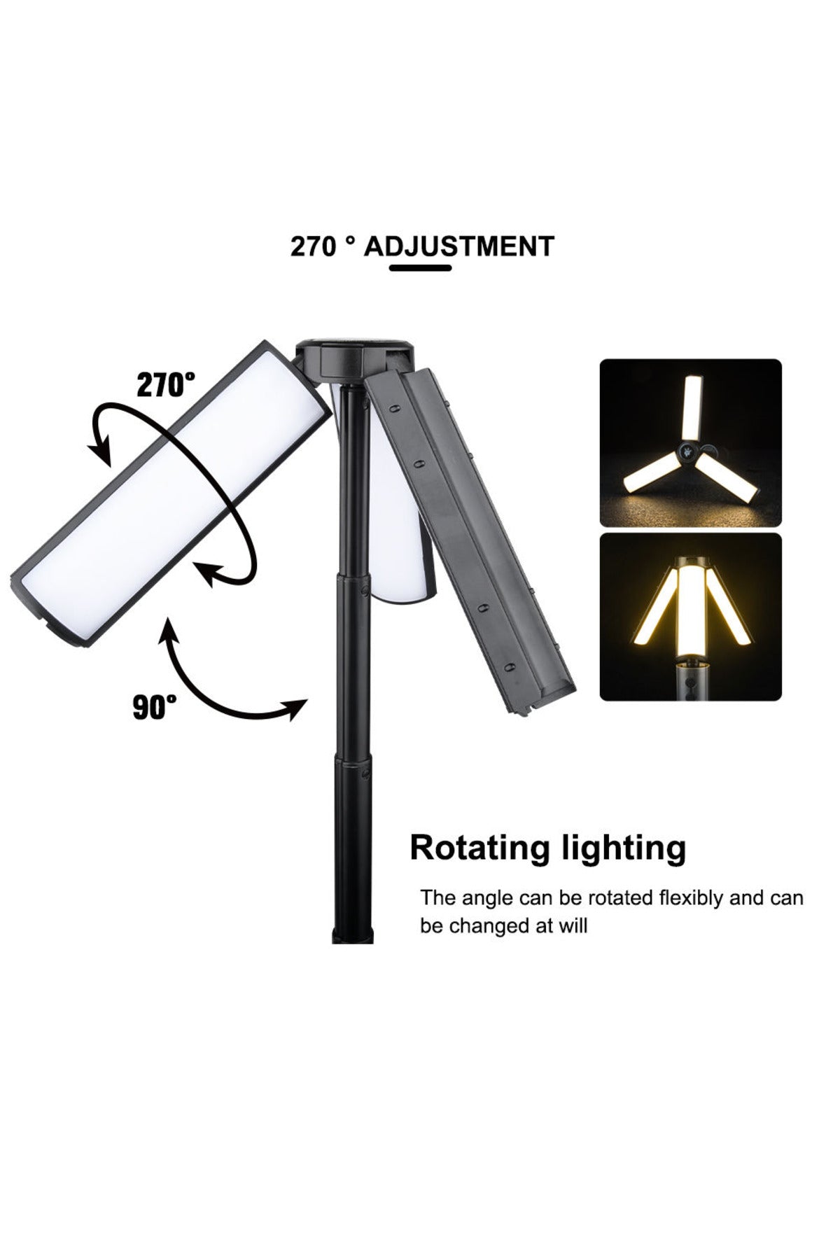 30W High Power LED Lantern Retractable Tripod, Flashlight Work Lamp Rechargeable Camping Light