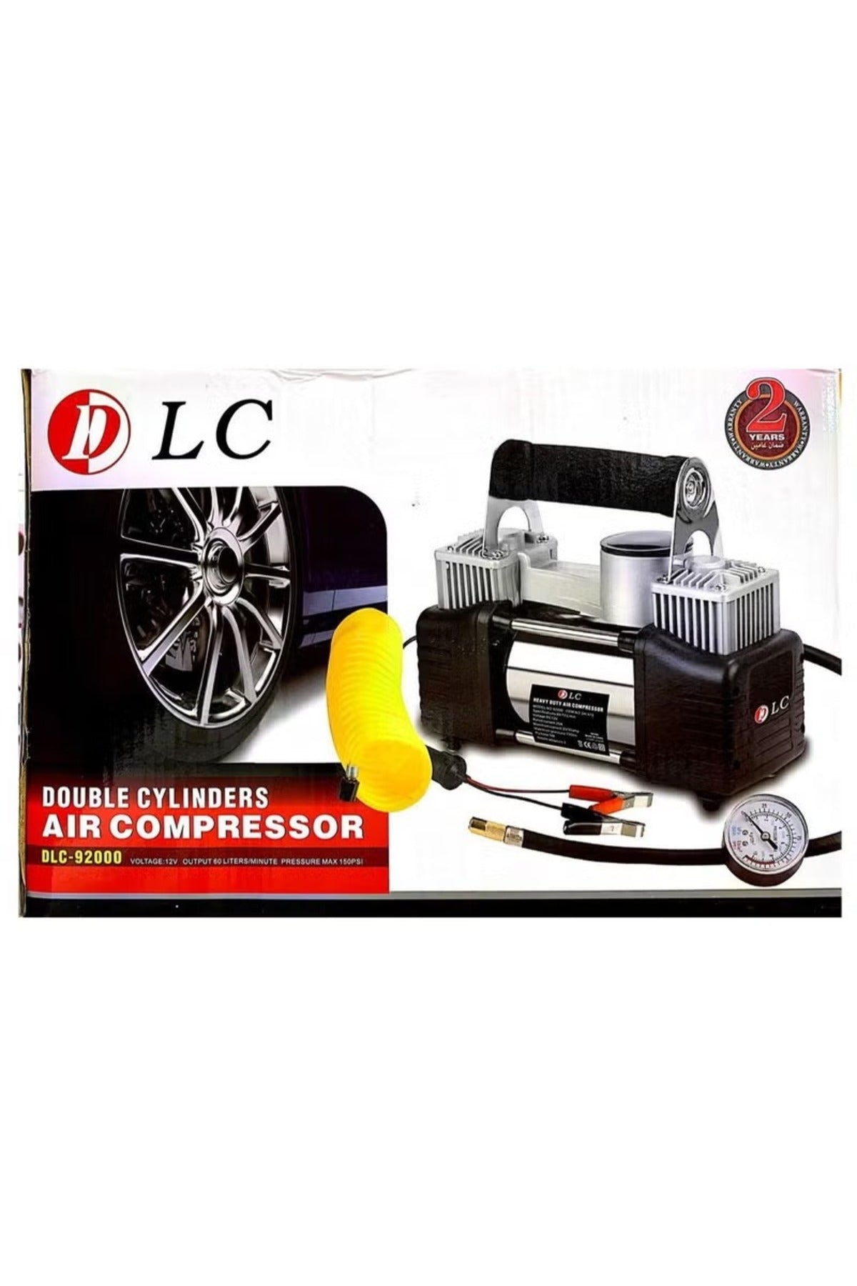 Tire Inflator with Double Cylinder Air Compressor
