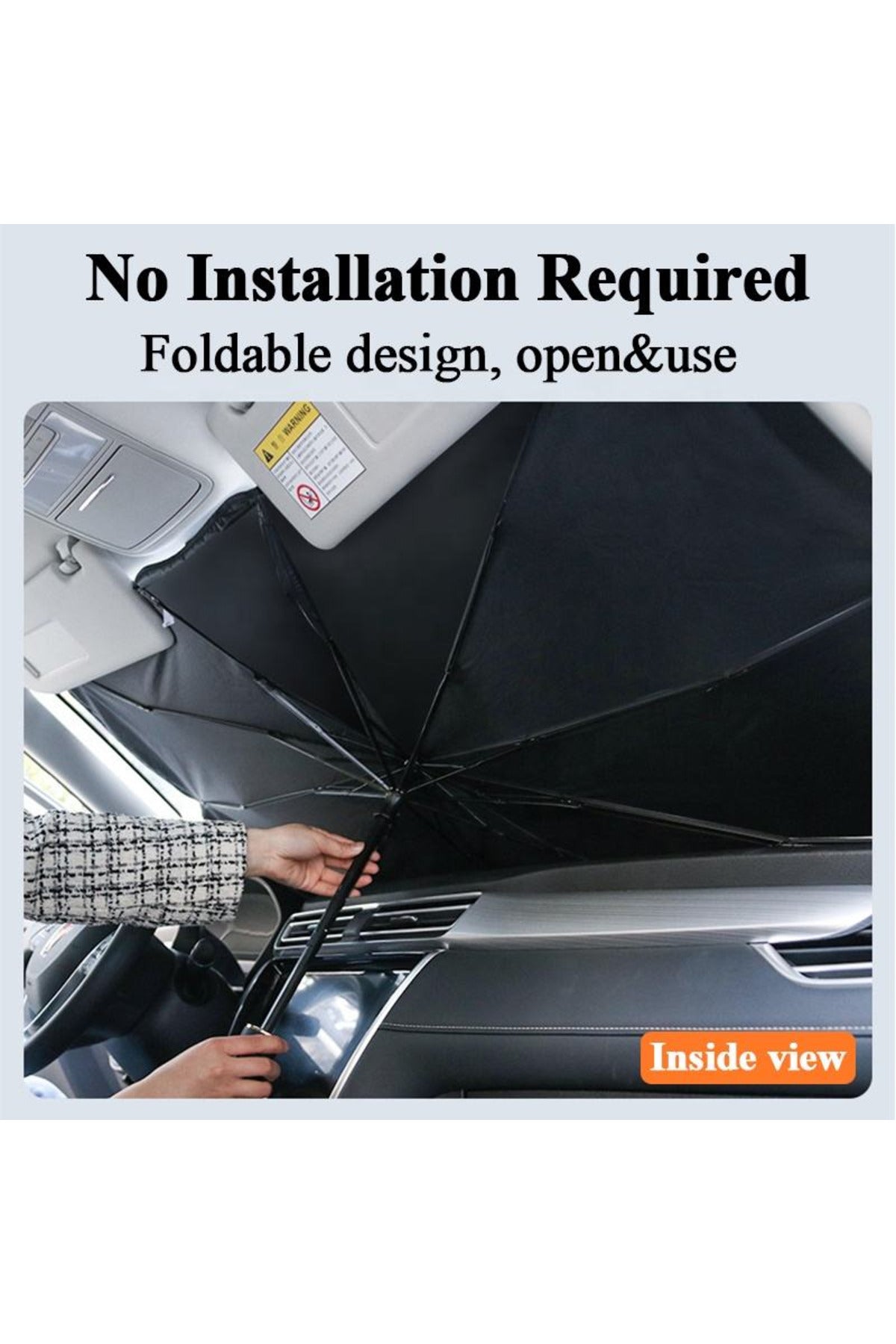 Foldable Car Sunshade Umbrella 150×80cm Reflective Windshield Cover 10 Rib Reinforced Auto Sun Shade Universal Fit for SUV, Sedan, 4x4 Car