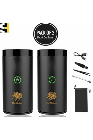 Electric Bakhoor Arabic Aroma Diffuser, Rechargeable Portable USB Incense Burner (Pack of 2)