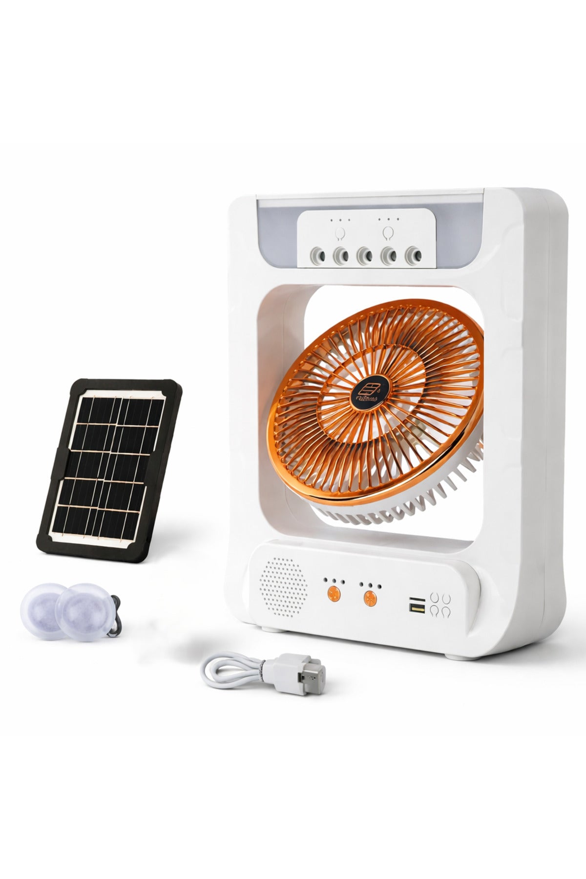Fuzhao 6-Inch 4-in-1 Solar Table Fan with Humidifier, Bluetooth Speaker & LED Lamp CC303BT