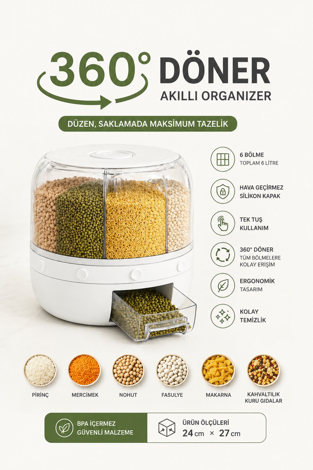 6 kg Food and Pulses Organizer, Organizer, Storage Container, Kitchen Cabinet