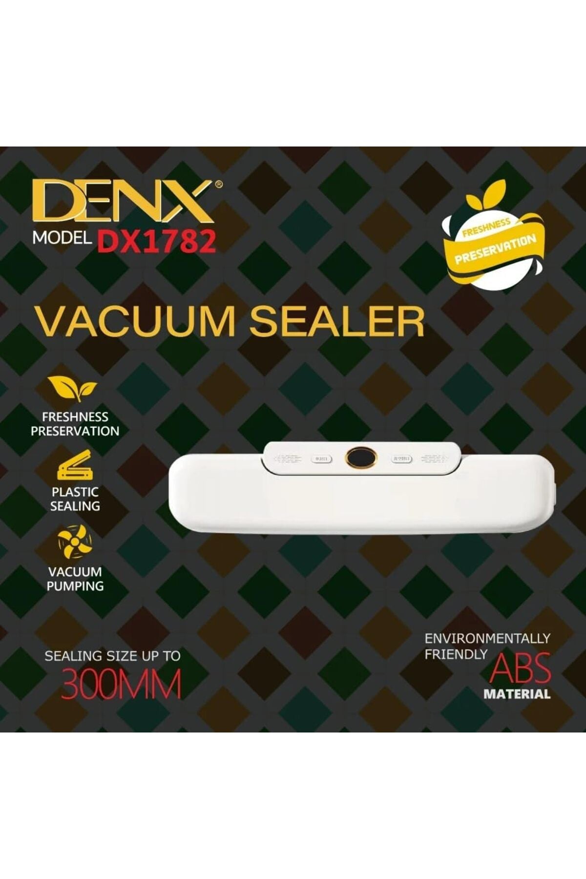 DENX 120W Vacuum Sealer Machine 300mm Bag Sealing, Food Saver Vacuum Pack & Air Suction, DX1782