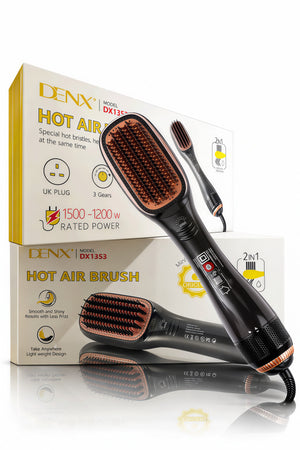 DENX 1200W-1500W 2-in-1 Hair Straightener Brush, Hair Dryer & Styler, Hot Air Hair Brush, DX1353