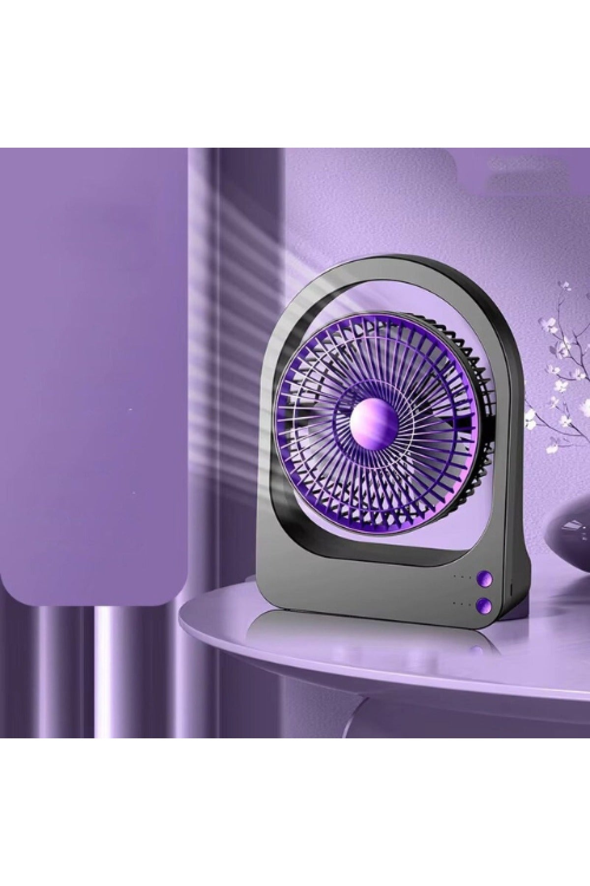 DENX USB Powered Table Fan, Quiet Mini Desktop Cooling Fan with 5 Blades and Type-C Port, DX2625